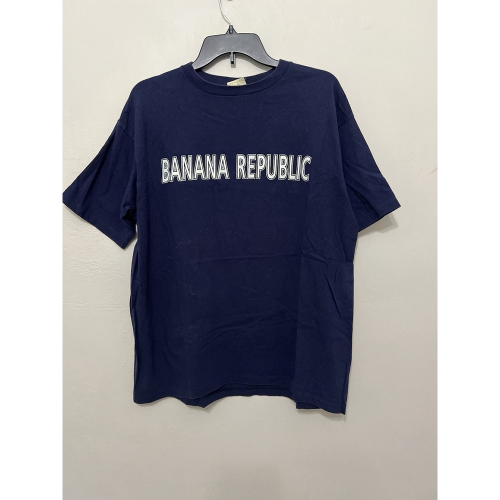 VTG Banana Republic‎ Large 90s Navy Mens T Shirt Outdoor Safari Made In USA